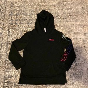Girls M (10/12) Adidas Black Hoodie with kangaroo pocket EUC